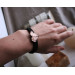 Leather bracelet with copper ivy leaf