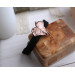 Leather bracelet with copper ivy leaf