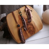 Copper feather gemstone necklace